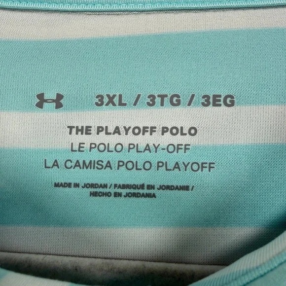 Under Armour Playoff Polo Men 3XL Blue Striped Short Sleeve Golf Athletic Shirt - Picture 4 of 6